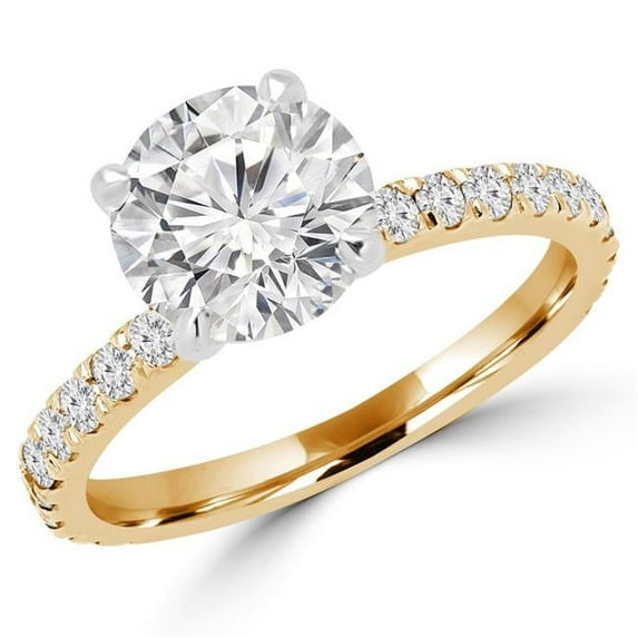 1 CTW Round Cut Diamond Multi Stone Engagement Ring in 14K Yellow Gold - Size 8
