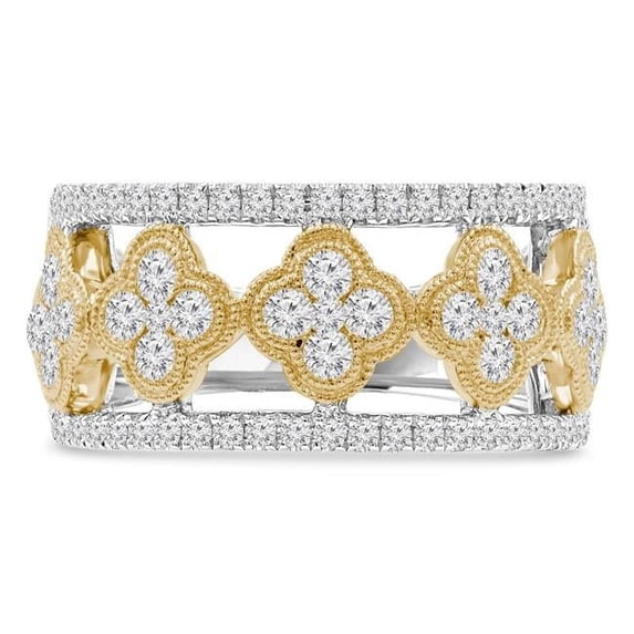 1 CTW Round Diamond Cocktail Ring in 14K Two-Tone Gold