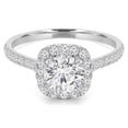 thumbnail image 1 of 1 CTW Round Diamond Cushion Halo Engagement Ring in 14K White Gold with Accents - Size 7, 1 of 1