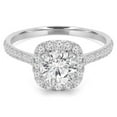 thumbnail image 1 of 1 CTW Round Diamond Cushion Halo Engagement Ring in 14K White Gold with Accents - Size 8.5, 1 of 1