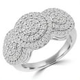 thumbnail image 1 of 1 CTW Round Diamond Vintage Double Halo Round Cluster Engagement Ring in 14K White Gold - Size 4, 1 of 1