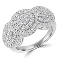 thumbnail image 1 of 1 CTW Round Diamond Vintage Double Halo Round Cluster Engagement Ring in 14K White Gold - Size 7.75, 1 of 1