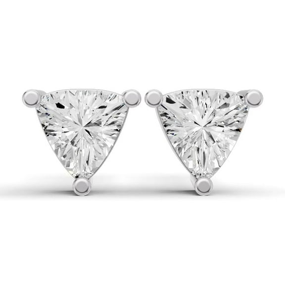1 CTW Trillion Cut Lab Grown Diamond Solitaire Earrings With Prong Setting in 14K White Gold