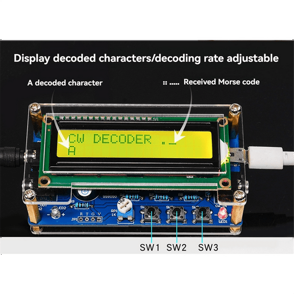 1 * CW Morse code decoder DIY kit(Shipping in disassembled, requires assembly before use.)-As Shown