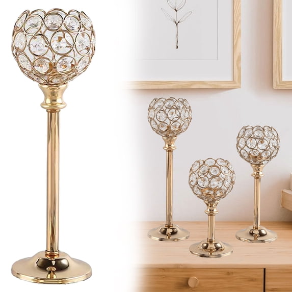 1*Candlestick,,Candlestick Holders Tealight Candelabras Tall Votive Candlesticks Elegant Candle Stand For Dining Table Centerpiece Wedding Candle Decor,Gold Large European Mini Crystal Candlestick