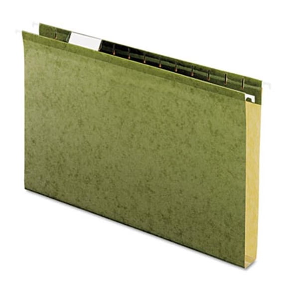 1'' Capacity Reinforced Hanging File Folder- Kraft- Legal- Standard Green- 25/Box