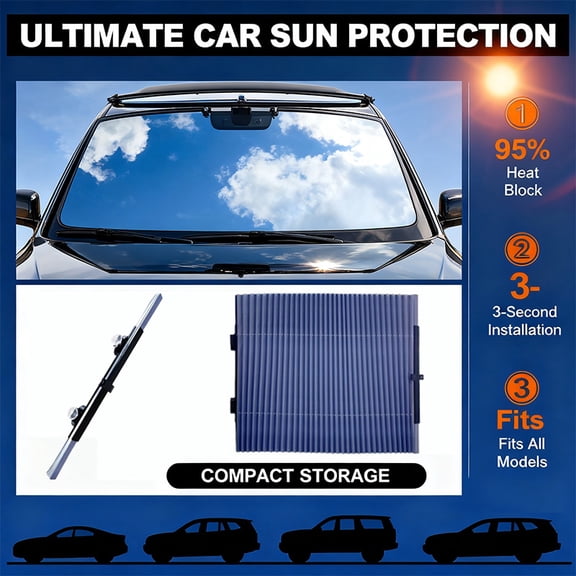 1 Car Sunshade Magical Device; Front Windshield Sunshade, Car Window Sun Protection Insulation Panel, UV Rays, Keep The Car Cool