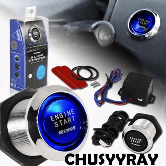 1*Car Vehicle Blue LED Engine Push Start Stop Button Ignition Starter Switch 12V