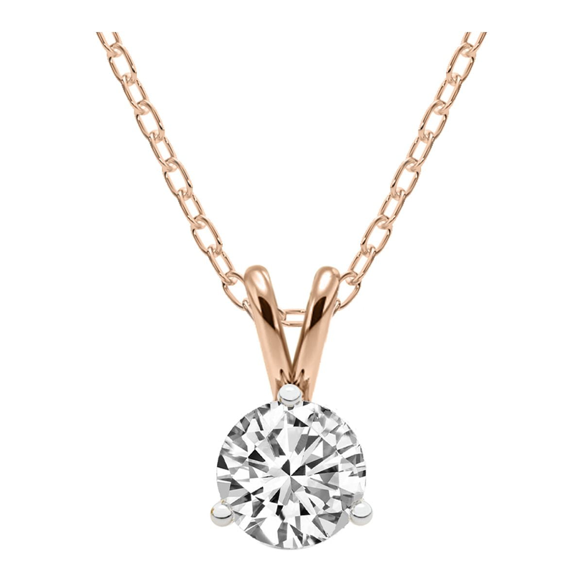 Lab Grown Diamond Pendant Necklace | IGI Certified 1 Carat 3 Prong ...