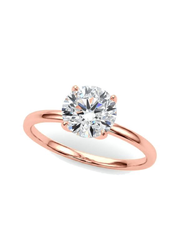 1 Cttw Igi Certified Lab Grown Round Diamond Prong Setting Solitaire Ring for Women | 14K Solid Rose Gold | (E-F, VS1-VS2)