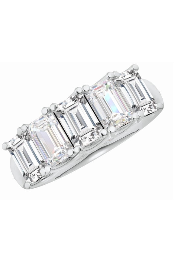 1 Carat 14K Rose Gold LAB GROWN Emerald Cut 5 Stone Ring Diamond Wedding Band Value Collection (E-F Color VS1-VS2 Clarity) Size: 6