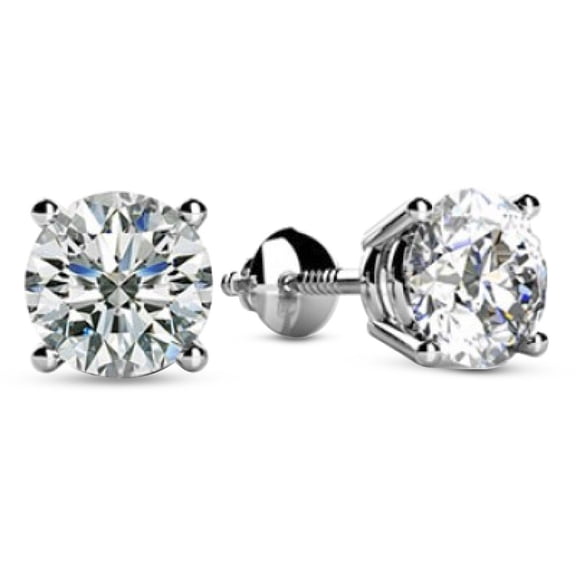 1 Carat 14K White Gold IGI Certified LAB GROWN Round Cut Diamond Stud Earrings for Women 4 Prong Screw Back for her MADE IN USA (E-F Color, VS1-VS2 Clarity)