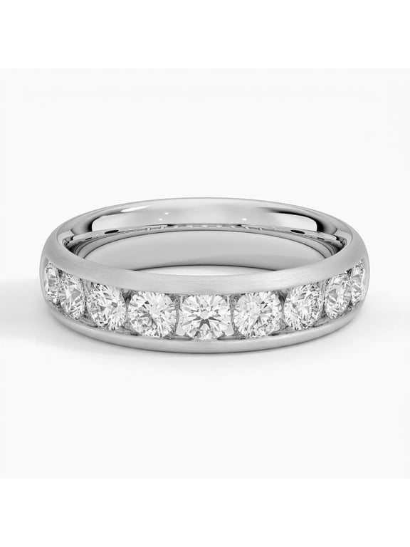 1 Cttw Lab Grown Round Diamond Channel Set Wedding Band Ring for Women | 14K Solid White Gold | (E-F, VS1-VS2)