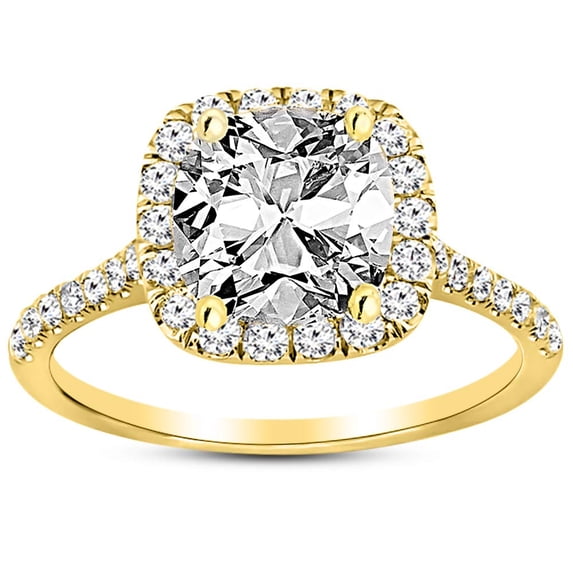1 Carat 14K Yellow Gold Halo GIA Certified Diamond Engagement Ring ...