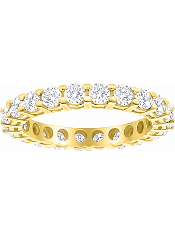 1 Carat 14K Yellow Gold LAB GROWN Diamond Eternity Wedding Anniversary Stackable Ring Band for Women Ultra Premium Collection (E-F Color VS2-SI1 Clarity) Size: 7.01
