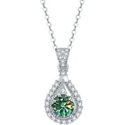 1 Carat 18K White Gold Moissanite Pendant Necklace Womens Diamond Necklace Lab Diamond Pendants Necklaces for Women Moissanite Necklace Unisex Lab Womens Diamond Necklace