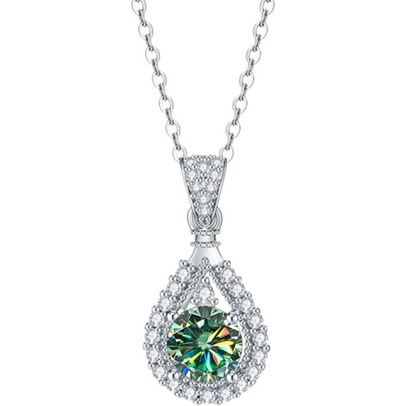 1 Carat 18K White Gold Moissanite Pendant Necklace Women's Diamond Necklace Lab Diamond Pendants Necklaces for Women Moissanite Necklace Unisex Lab Women's Diamond Necklace
