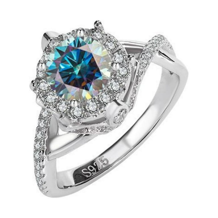 Carat 18K White Gold Moissanite Rings for Women Gift D Color