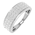 thumbnail image 1 of 1 Carat 3-Rows Unisex Diamond Wedding Band Ring in 14K White Gold (Ring Size 4.5) (I1-I2 Clarity), 1 of 4
