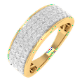 thumbnail image 1 of 1 Carat 3-Rows Unisex Diamond Wedding Band Ring in 14K Yellow Gold (Ring Size 7), 1 of 6