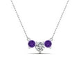 thumbnail image 1 of 1 Carat 3 Stone Gold Diamond Necklace For Women - Fascinating Diamonds, 1 of 53