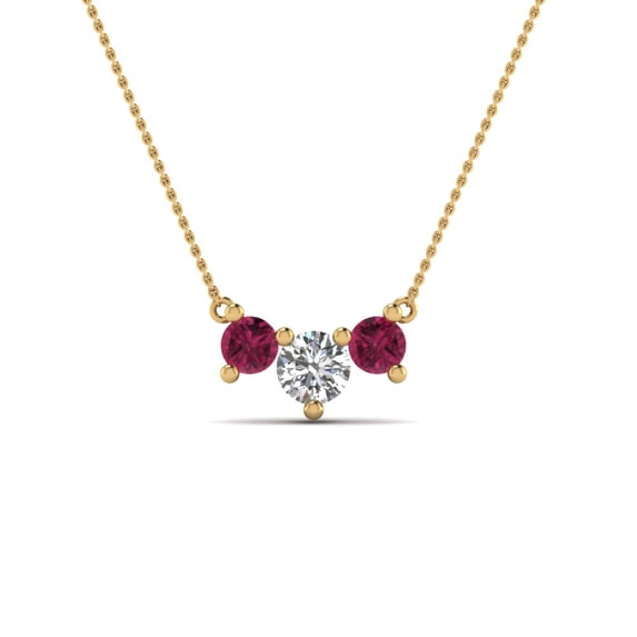 1 Carat 3 Stone Gold Diamond Necklace For Women - Fascinating Diamonds