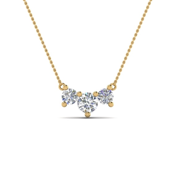 1 Carat 3 Stone Gold Diamond Necklace For Women - Fascinating Diamonds
