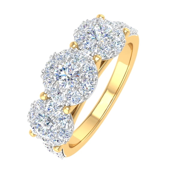 1 Carat 3-Stone Prong Set Diamond Engagement Ring in 10K Yellow Gold (Ring Size 7)