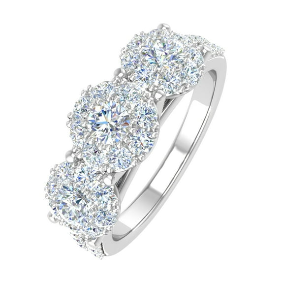 1 Carat 3-Stone Prong Set Diamond Engagement Ring in 14K White Gold (Ring Size 10.25) (SI1-SI2 Clarity)