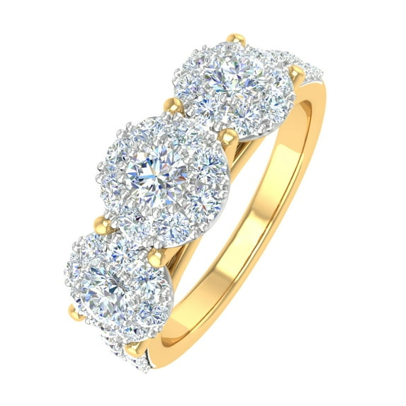 1 Carat 3-Stone Prong Set Diamond Engagement Ring in 14K Yellow Gold (Ring Size 5.25) (I1-I2 Clarity)