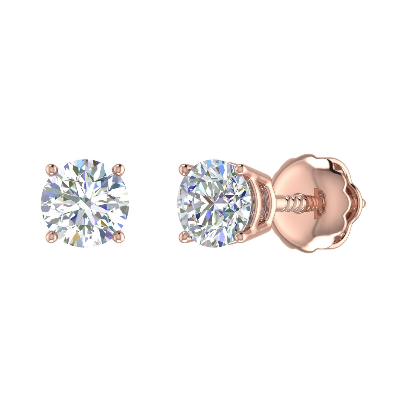 Diamond Screw Back Earrings 4 Carat / Rose Gold