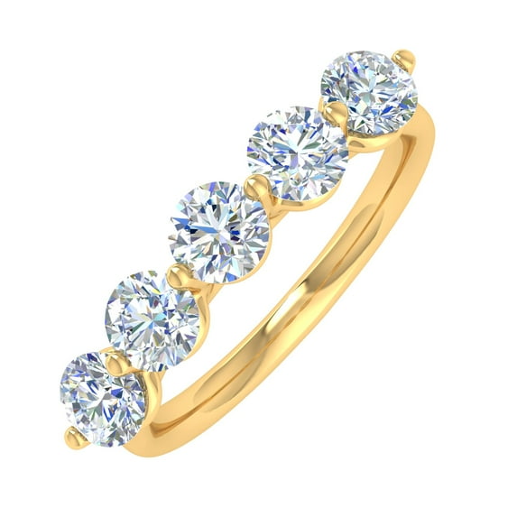 1 Carat 5-Stone Diamond Wedding Band Ring in 14K Yellow Gold (Ring Size 4)