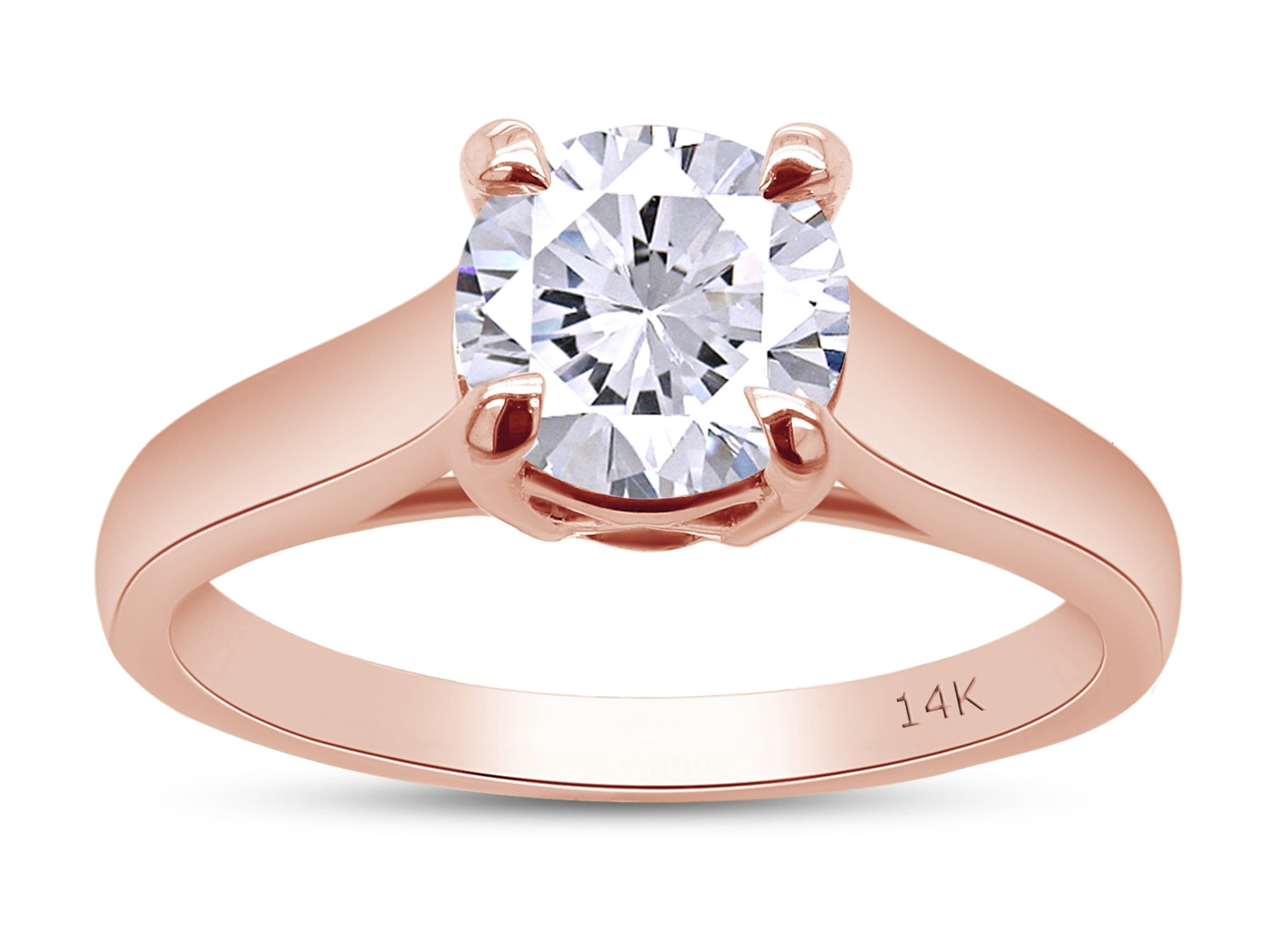 Fine 14k Rose Gold Solitaire Diamond Flower Cross Pendant Necklace (1