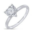 thumbnail image 1 of 1 Carat 6.5MM Heart Shape Lab Created Moissanite Diamond Solitaire Promise Ring For Women In 14K White Gold Over Sterling Silver(VVS1 Clarity, 1.00 Cttw)- 5, 1 of 6
