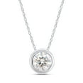 thumbnail image 1 of 1 Carat 6.5MM Round Cut Lab Created Moissanite Diamond Bezel Set Solitaire Pendant Necklace In 14K White Solid Gold Jewelry For Women With 18" Chain(G-H Color, VVS1 Clarity, 1 Cttw), 1 of 7