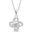 thumbnail image 1 of 1 Carat 6.5MM Round Cut Lab Created Moissanite Diamond Flower Knot Pendant Necklace In 10K Solid White Gold Jewelry For Women With 18" Chain (G-H Color, VVS1 Clarity, 1 Cttw), 1 of 7