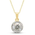 thumbnail image 1 of 1 Carat 6.5MM Round Cut Lab Created Moissanite Diamond Halo Pendant Necklace In 14K Yellow Gold Over Sterling Silver Jewelry For Women With 18" Chain(G-H Color,VVS1 Clarity, 1 Cttw), 1 of 7