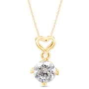 1 Carat 6.5MM Round Cut Lab Created Moissanite Diamond Heart Drop Pendant Necklace In 14K Yellow Gold Over Sterling Silver Jewelry For Women 18"ChainG-H Color,VVS1 Clarity,1 Cttw