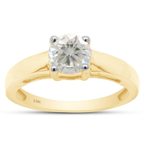 1 Carat 6.5MM Round Cut Lab Created Moissanite Diamond Solitaire Engagement Rings For Women In 10K Solid Yellow Gold (G-H Color, VVS1 Clarity, 1 Cttw)-5