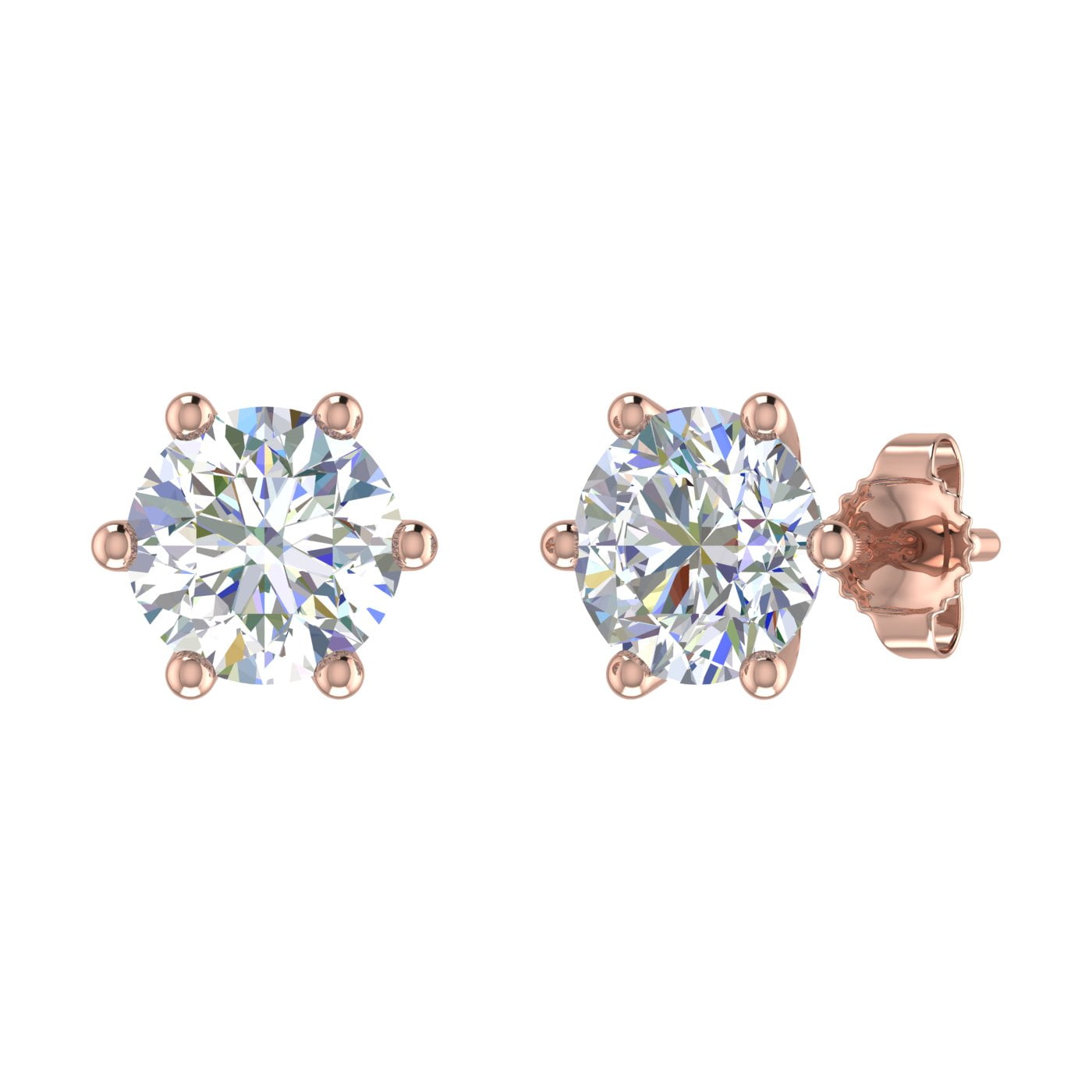 Carat 6-Prong Set Diamond Stud Earrings in 14K Yellow Gold