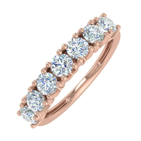 1 Carat 7-Stone Diamond Wedding Band Ring in 14K Rose Gold (Ring Size 6.5) - IGI Certified