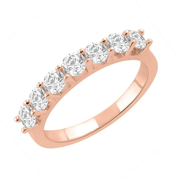 1 Carat 7-Stone Diamond Wedding Band Ring in 14K Rose Gold (Ring Size 9.75) (SI1-SI2 Clarity)