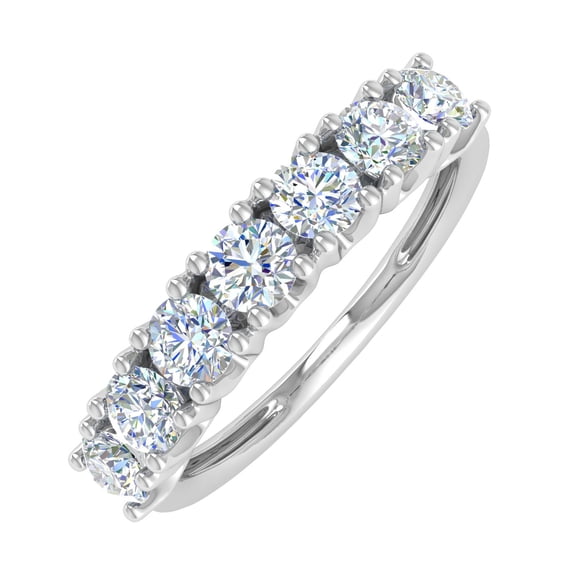 1 Carat 7-Stone Diamond Wedding Band Ring in 14K White Gold (Ring Size 8.5) - IGI Certified