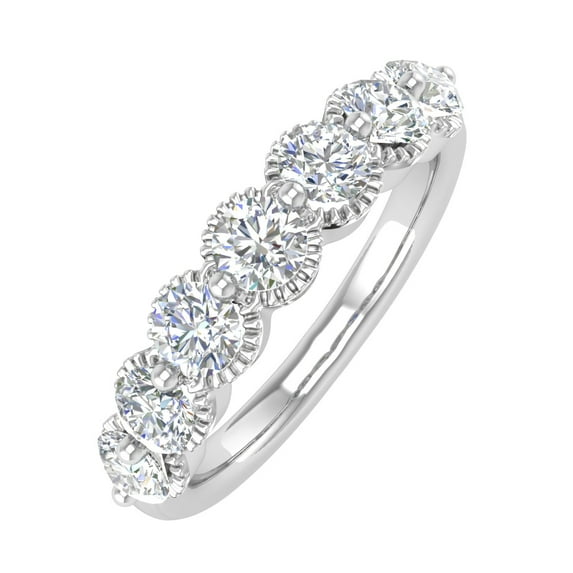 1 Carat 7-Stone Diamond Wedding Band Ring in 14K White Gold (Ring Size 9.5)