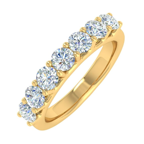 1 Carat 7-Stone Diamond Wedding Band Ring in 14K Yellow Gold (Ring Size 10.5) (SI1-SI2 Clarity)