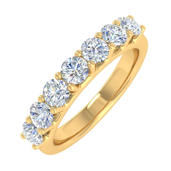 1 Carat 7-Stone Diamond Wedding Band Ring in 14K Yellow Gold (Ring Size 10) - IGI Certified (SI1-SI2 Clarity)