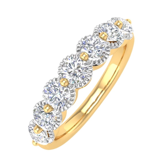 1 Carat 7-Stone Diamond Wedding Band Ring in 14K Yellow Gold (Ring Size 4.25)