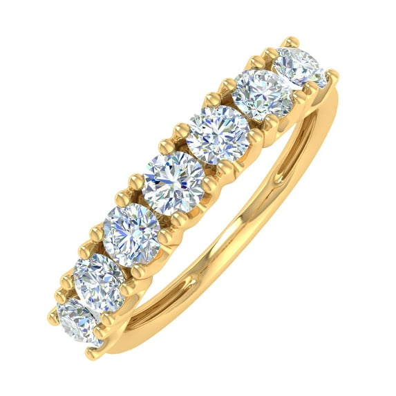 1 Carat 7-Stone Diamond Wedding Band Ring in 14K Yellow Gold (Ring Size 9.75) (SI1-SI2 Clarity)