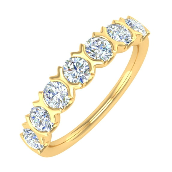 1 Carat 7-stones Diamond Wedding Band Ring in 14K Yellow Gold (Ring Size 5.25) (SI1-SI2 Clarity)