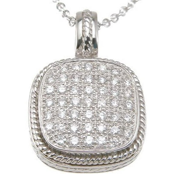 1 Carat 925 Sterling Silver Brilliant Fashion Pave Pendant, Rhodium Finish